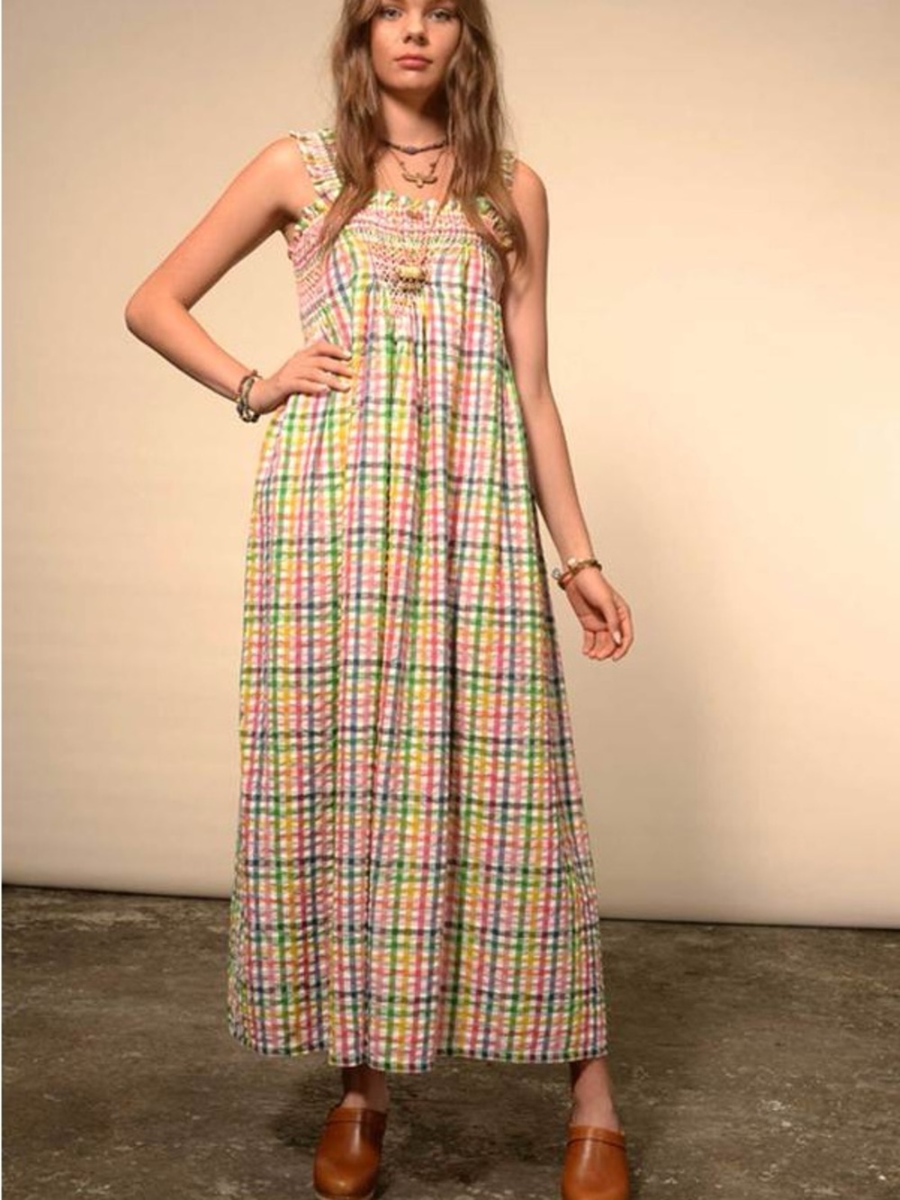 Ex Voto / V De Vinster Women’s Multicolor Gingham Maxi Dress